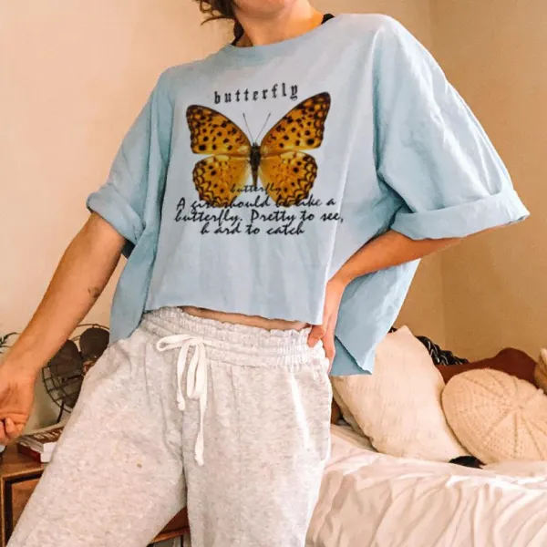 Printed crew neck short sleeve basic casual T-shirt - Leanarea.chimpone.com 