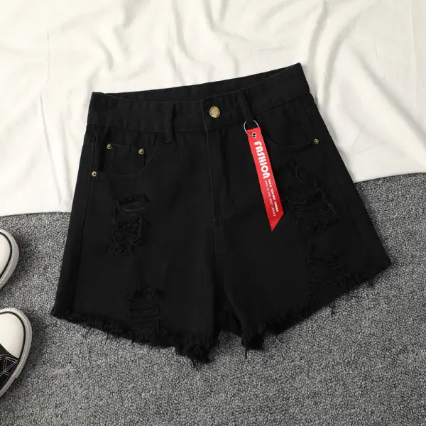 High waist all-match basic casual shorts jeans - Leanarea.chimpone.com 