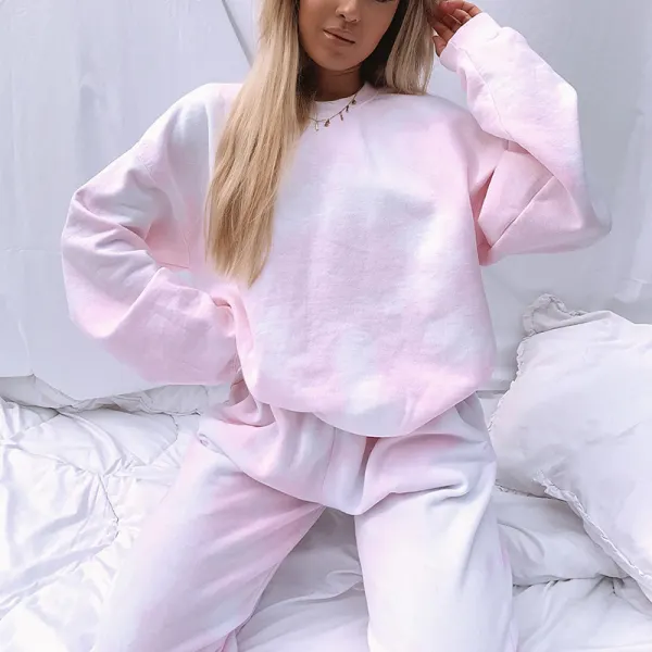 Tie-dye Crewneck Dreamy Joggers Two Piece Set - Leanarea.chimpone.com 