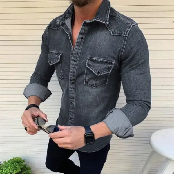 Men's Fashion Slim Jacket Denim Fabric Jacket - Leanarea.chimpone.com 