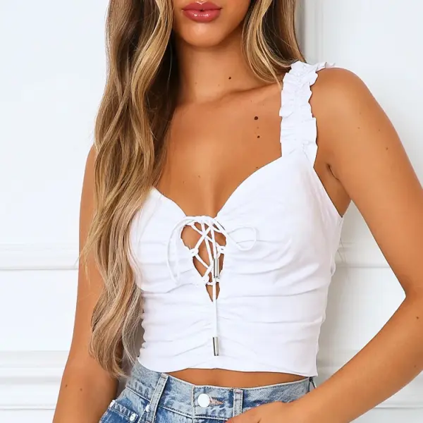 Slim short cut-out strapless tube top camisole - Leanarea.chimpone.com 