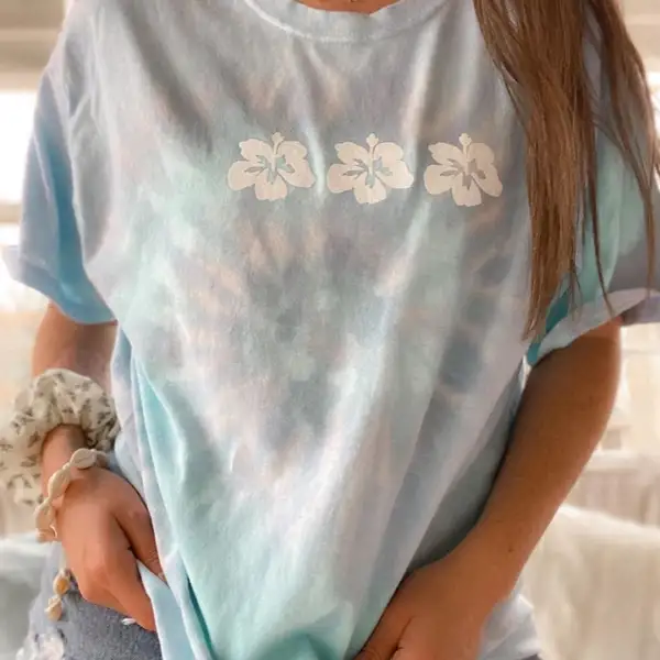 Summer tie-dye short-sleeved T-shirt - Leanarea.chimpone.com 