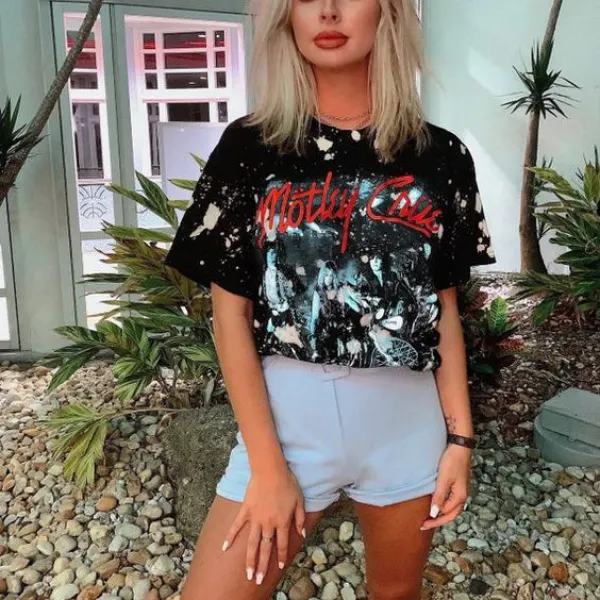 Casual Printed Crew-neck Short Sleeve T-shirt - Leanarea.chimpone.com 