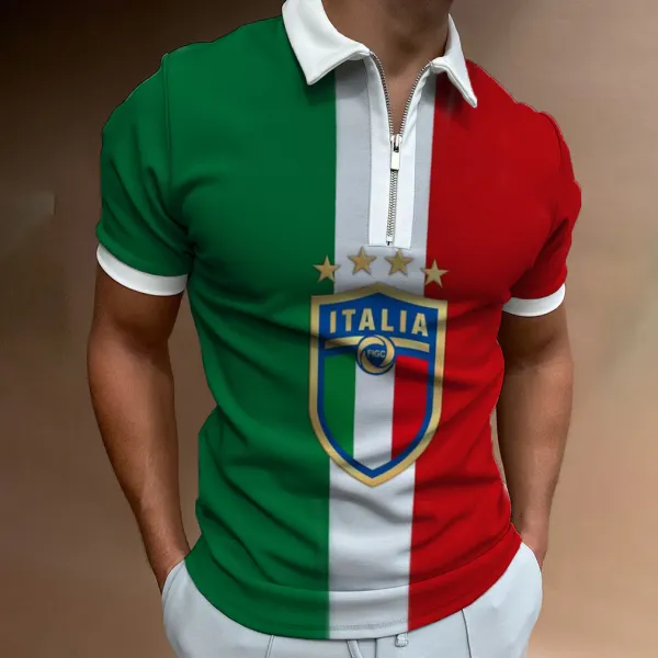 Football Contrast Print Polo Shirt - Salolist.com 