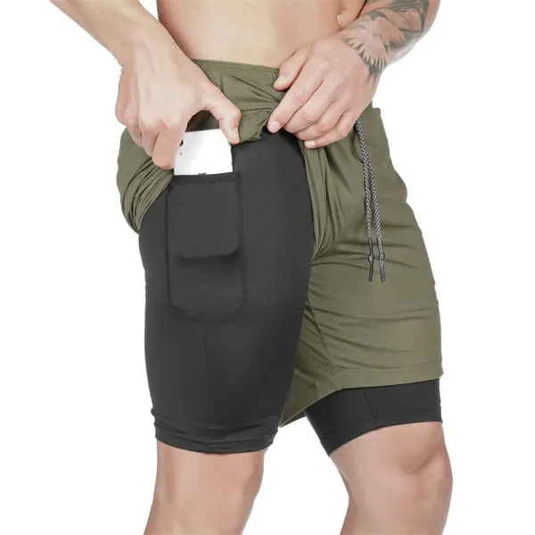 Double layer sports shorts - Sanhive.com 