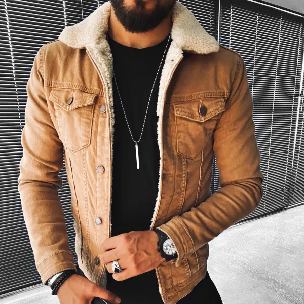 Casual fashion plus fleece long sleeve jacket - Kalesafe.com 