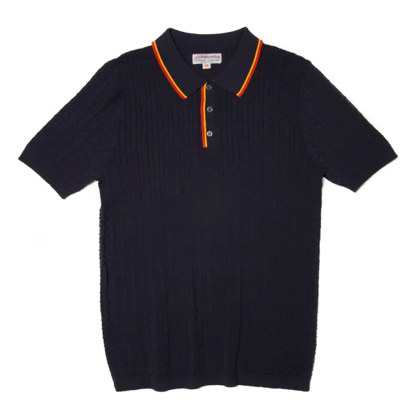 Jacquard striped stand collar polo shirt - Nikiluwa.com 