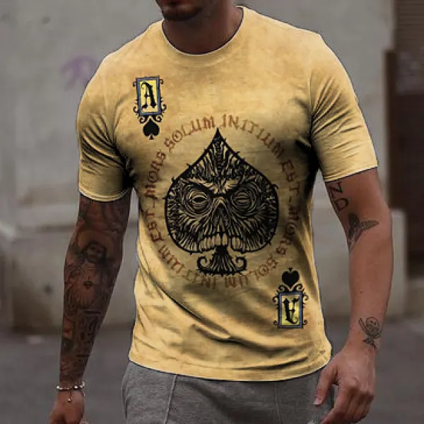 Poker Skull Print T-shirt - Sanhive.com 