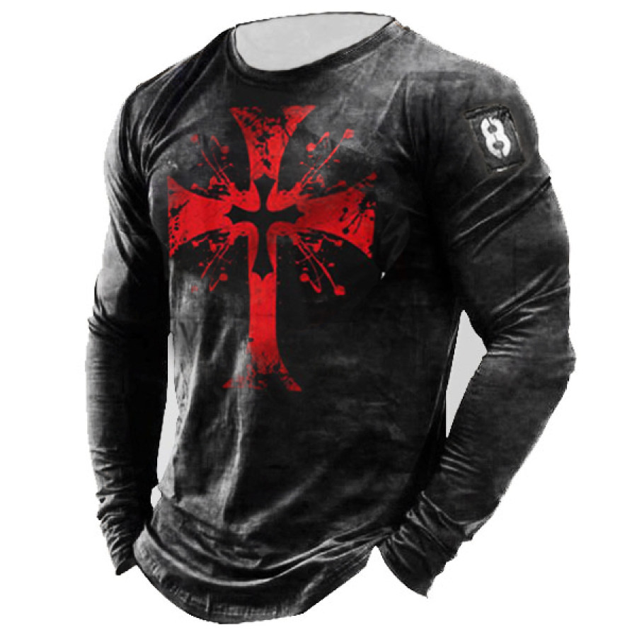 

Men's Retro Casual Printed Long-sleeved T-shirt