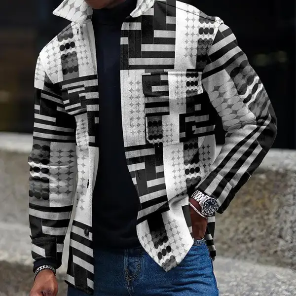 Men's Casual Plaid Long-sleeved Shirt Jacket - Fineyoyo.com 