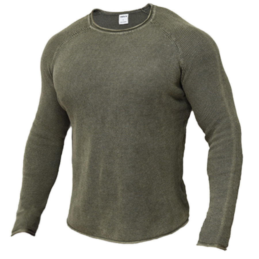 

Outdoor Sports Pure Cotton Composition Breathable Men's Long Sleeve Waffle T-shirt
