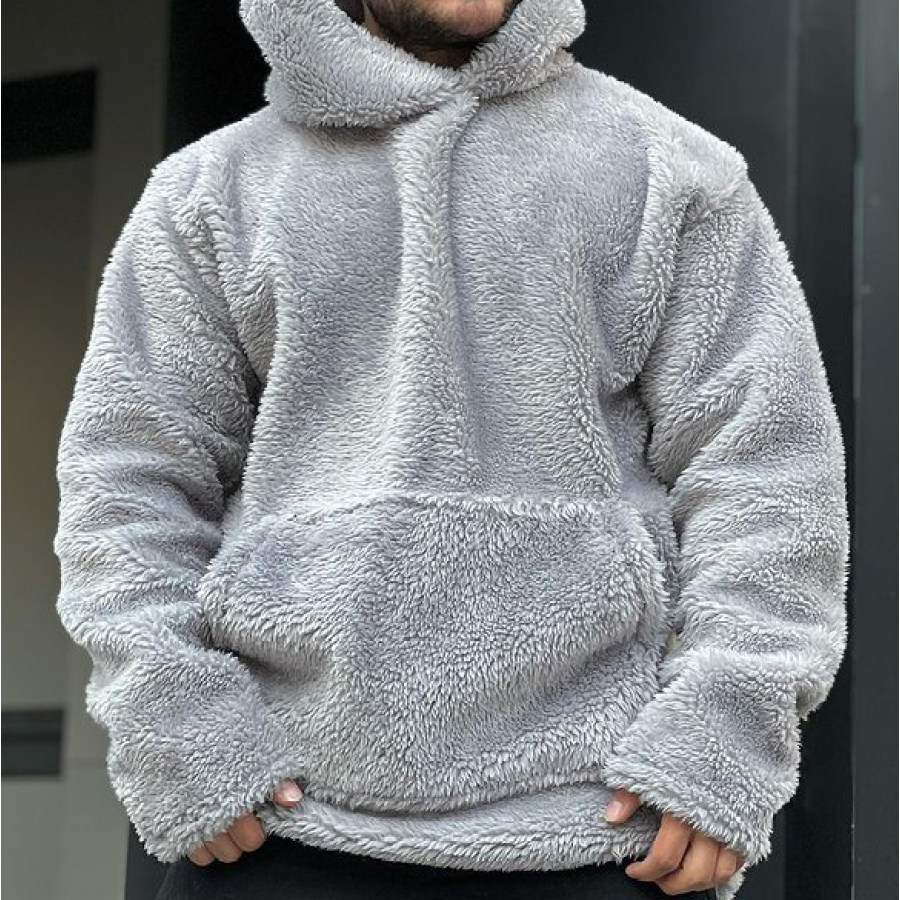 Lamb Wool Padded Hooded Sweatshirt