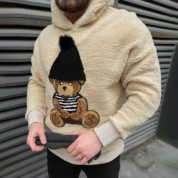 Bear Embroidered Fleece Sweatshirt - Stormnewstudio.com 