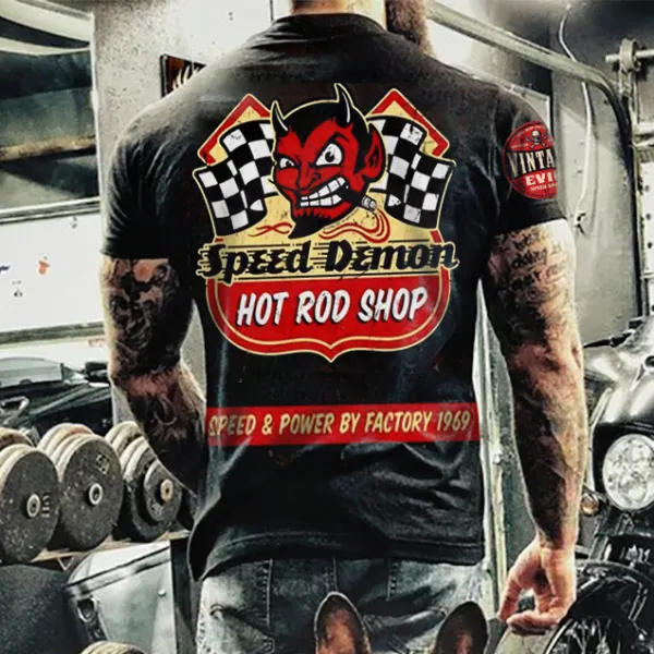 Mens Speed Demon Motorcycle Print Fashion T-shirt - Ootdyouth.com 