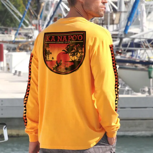 Ka Napoo Canoe Club Mango Classic Long Sleeve Crew Neck T-sh - Salolist.com 