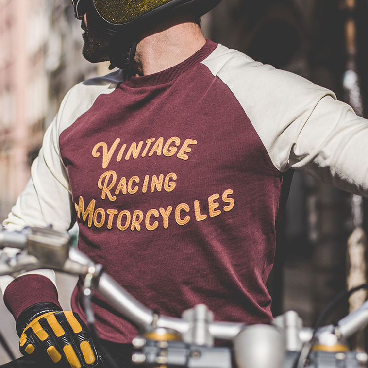 Vintage Hit Color Motorcycle Chic Long-sleeve T-shirt