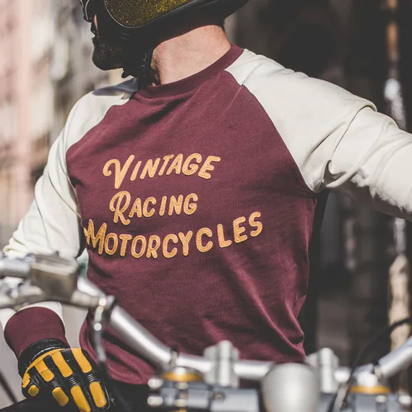 Vintage Hit Color Motorcycle Long-sleeve T-shirt - Chrisitina.com 