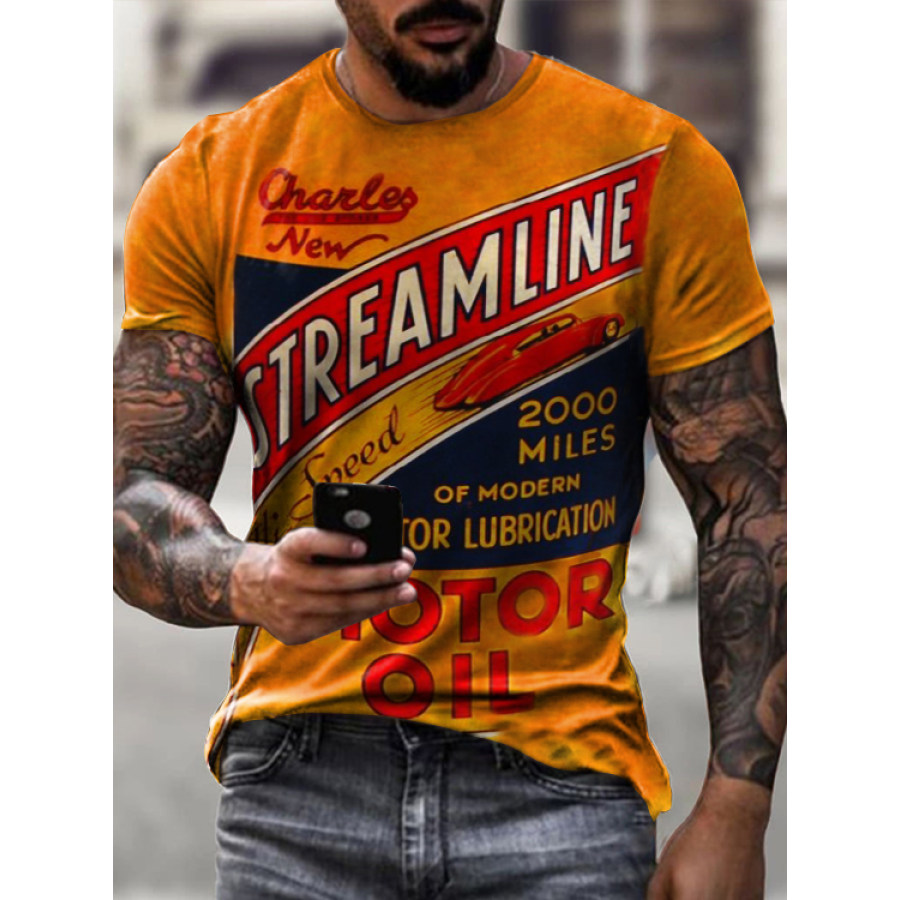

Mens Retro Moto Tin Logo Printed T-shirt