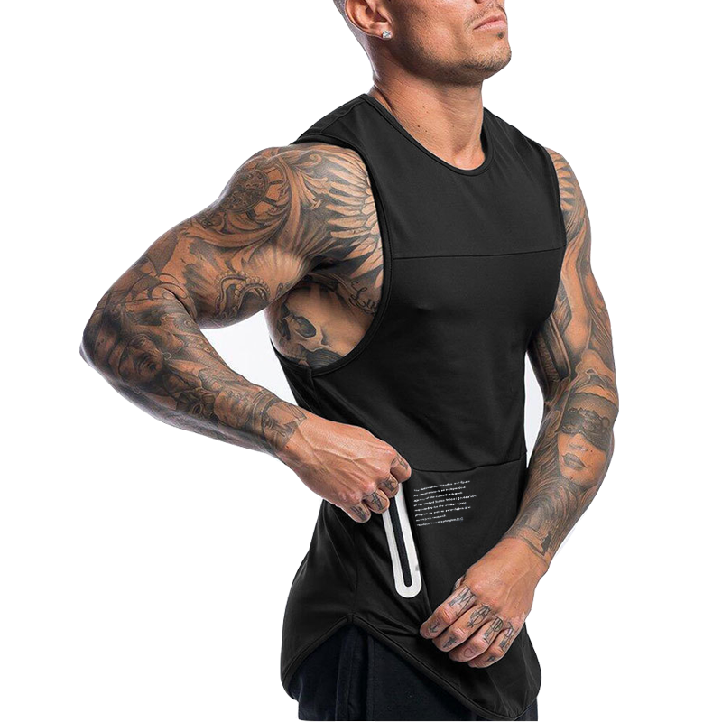 Men's Side Pocket Stitching Chic Training Sports Fitness Top Tank