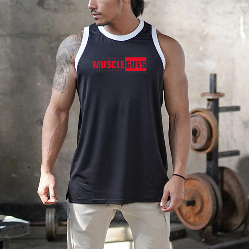 Men's Contrast Print Chic Mesh Quick Dry Sports Fitness Tank Top