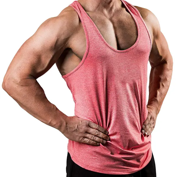 Men's Training R-Shape Sports Fitness Top Tank - Fineyoyo.com 
