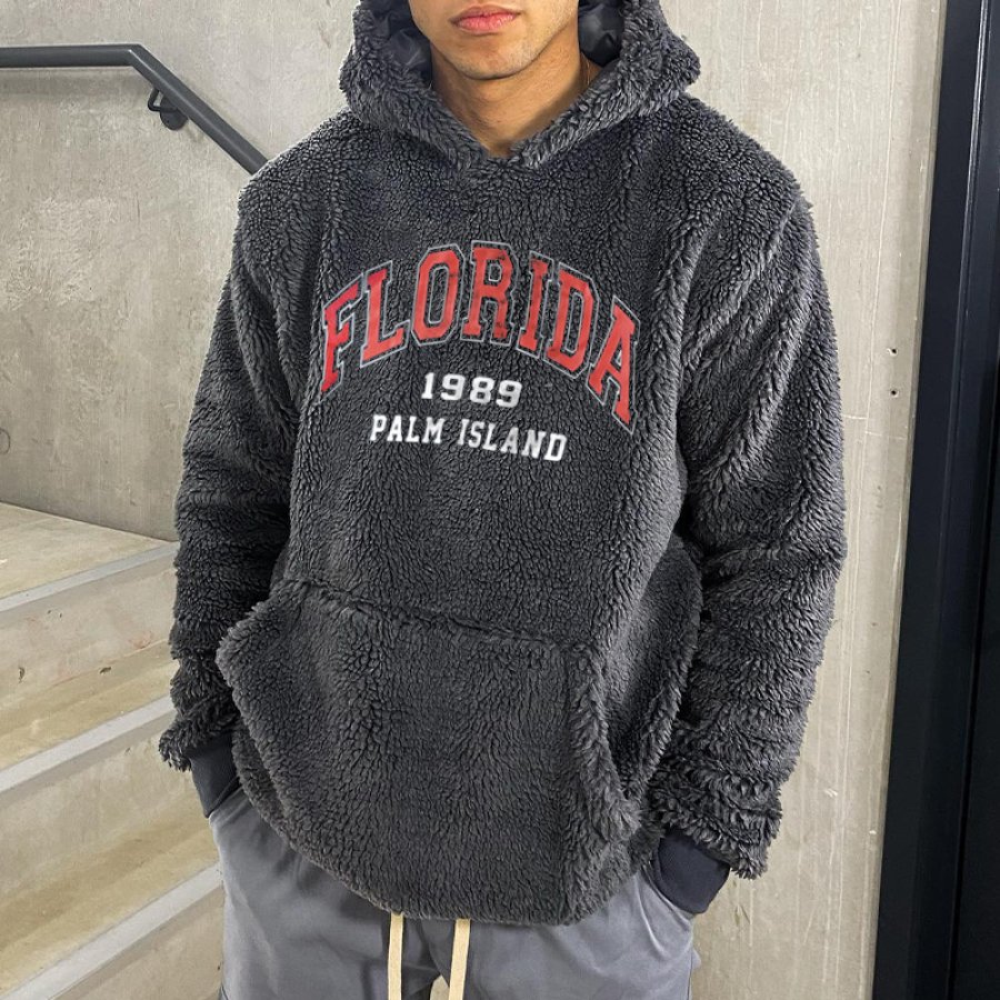 

Lamb Fleece Men's "FLORIDA" Embroidered Hooded Sweatshirt