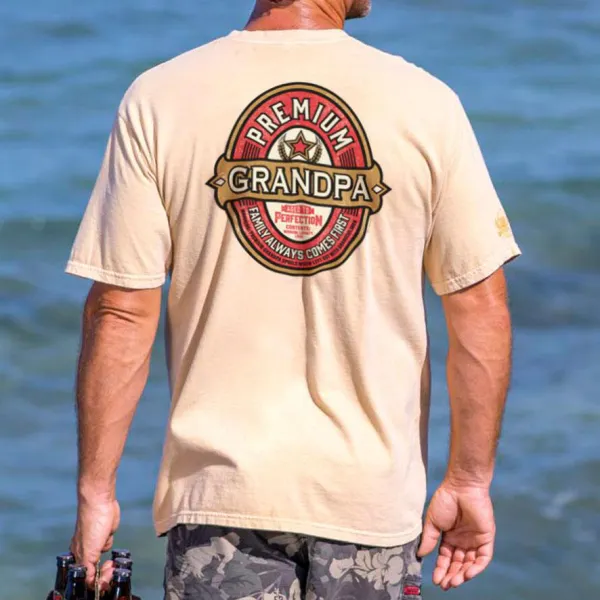 Senior Grandpa Pale Ale Round Neck Short Sleeve T-Shirt - Paleonice.com 