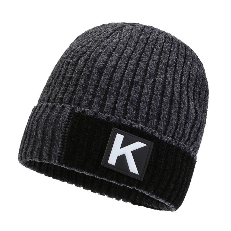 Men's Chenille Fabric Patchwork Chic Warm Knitted Hat