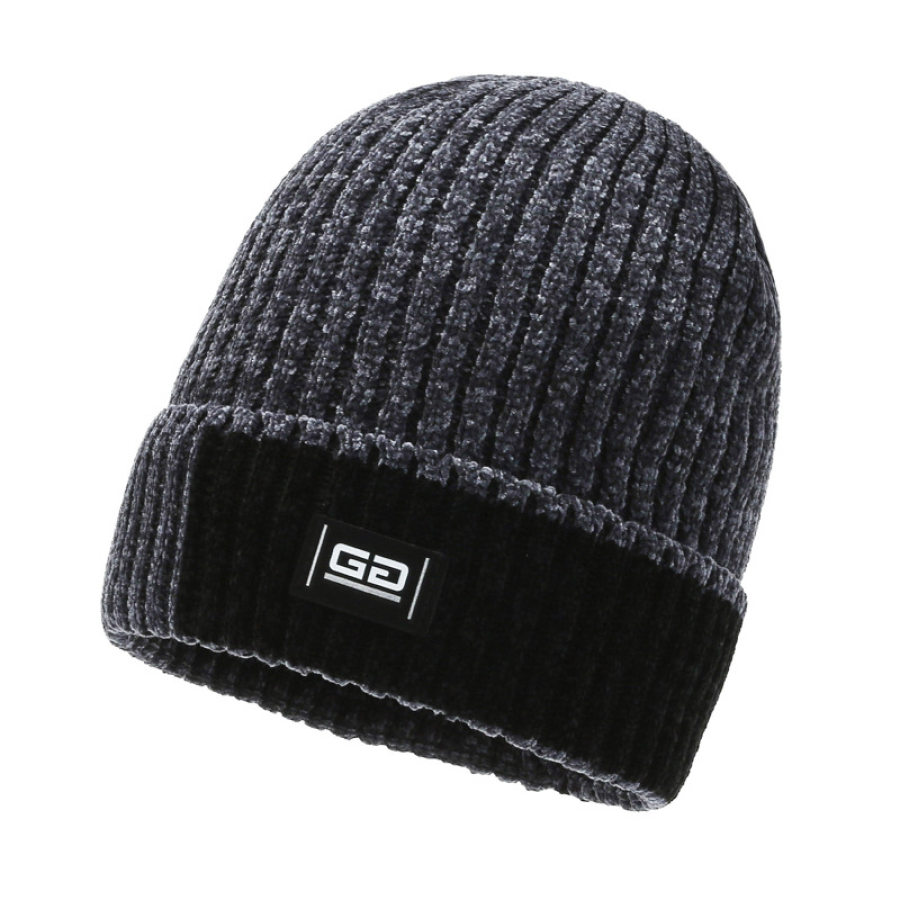 

Men's Chenille Fabric Patchwork Warm Knitted Hat