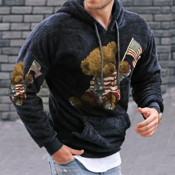 Men's Teddy Bear Lamb Wool Fit Hoodie - Paleonice.com 