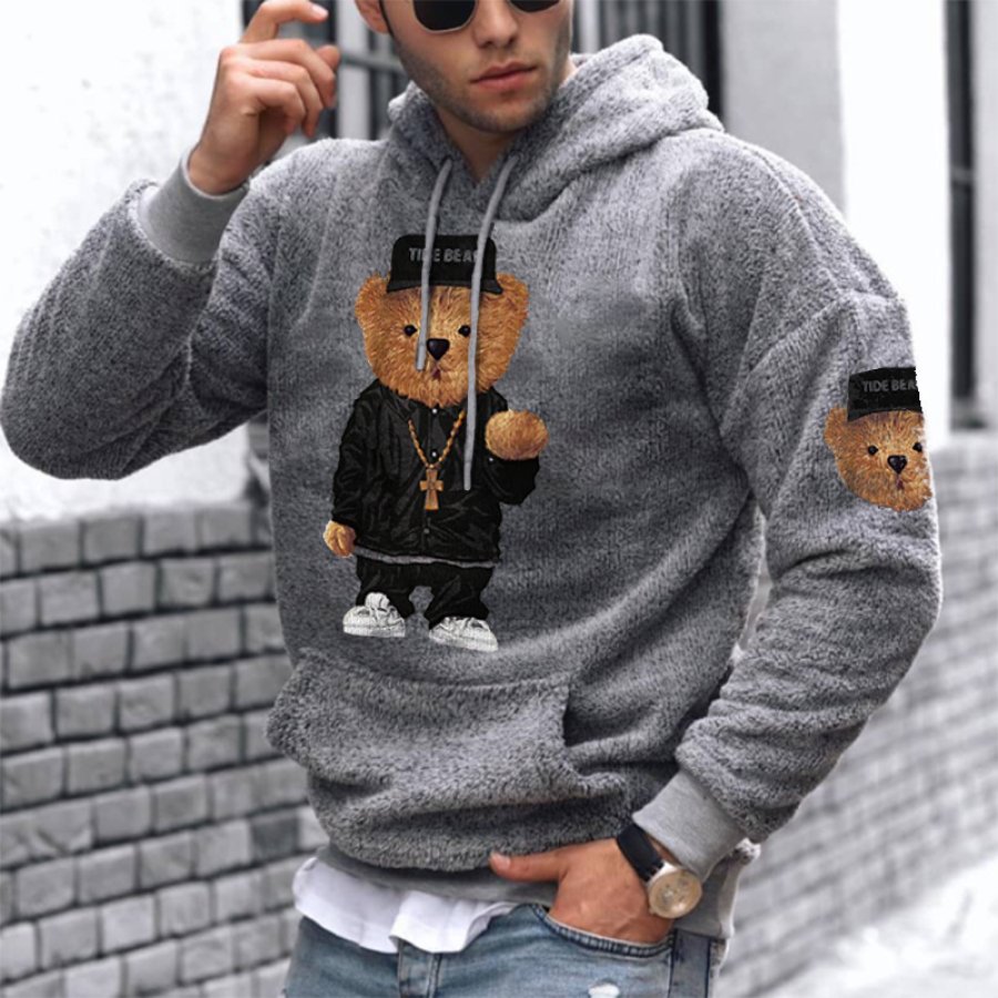 

Warm Teddy Bear Lamb Wool Sudadera Con Capucha Informal Para Hombre