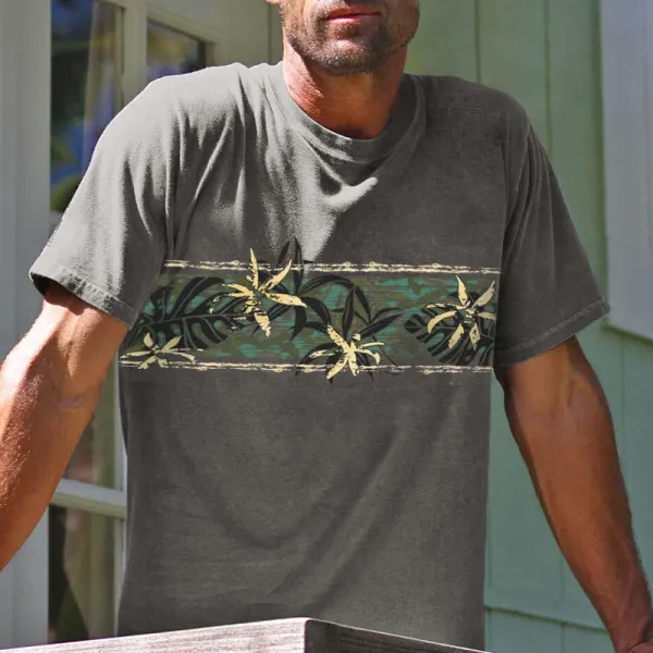 Kurzarm-T-Shirt Mit Retro-Hawaii-Print Für Herren - Paleonice.com 