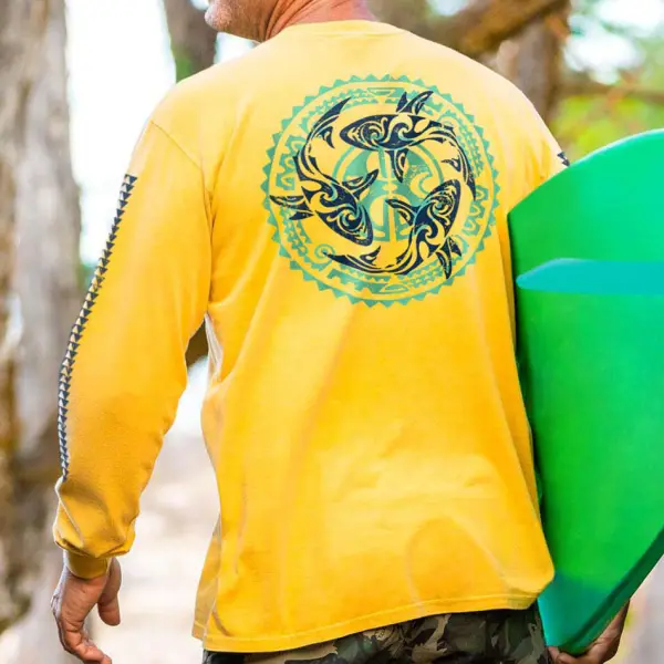 Long Sleeve Kako Tri Mano Pineapple Classic Round Neck T-shirt - Salolist.com 