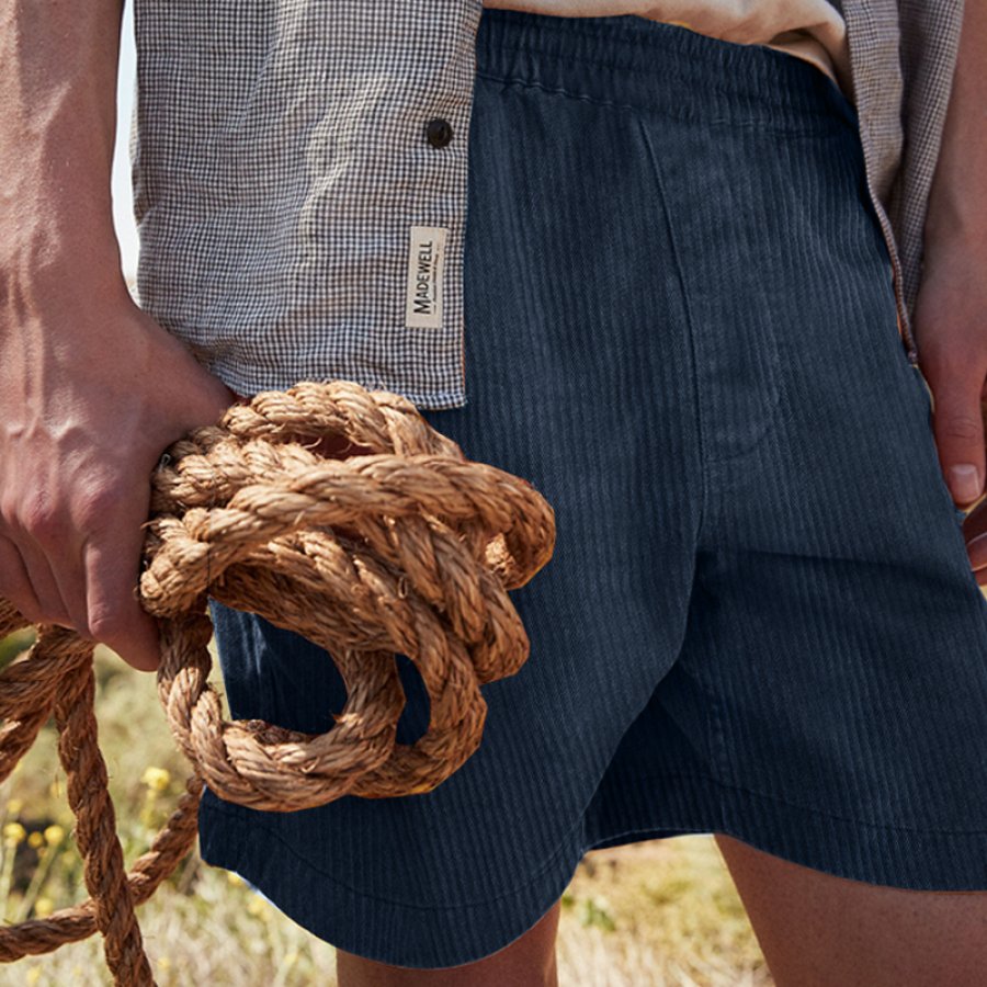 

Men's Corduroy Shorts Elastic Waist Shorts Casual Vacation Shorts
