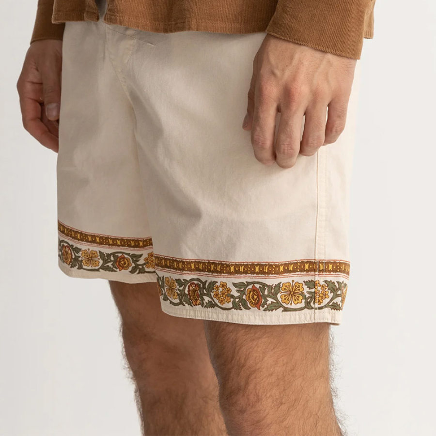 

Men's Shorts Vintage Print Floral Trim Jam