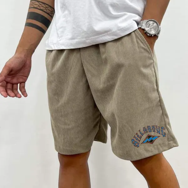 Men's Retro Casual Printed Corduroy Shorts - Salolist.com 