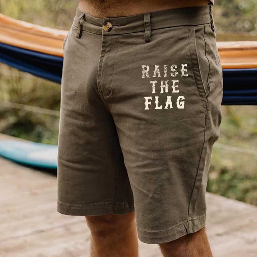 

Men's Cargo Shorts Raise The Flag Print Breathable Comfort Pocket Shorts