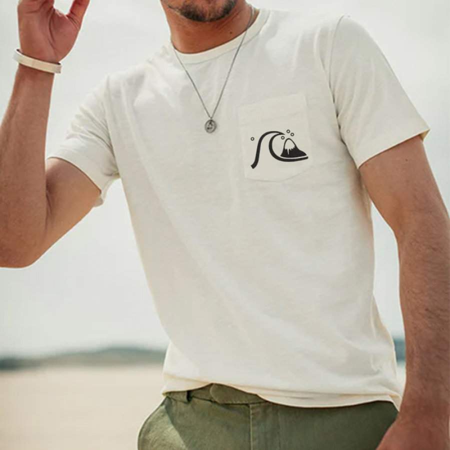 

Men's T-shirt Pocket Print Short Sleeve Round Neck Casual Breathable