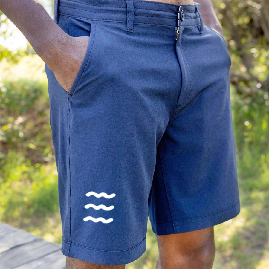 

Men's Surf Shorts Vintage Wave Clothing Hawaii Beach 7 Inch Boardshorts Blue