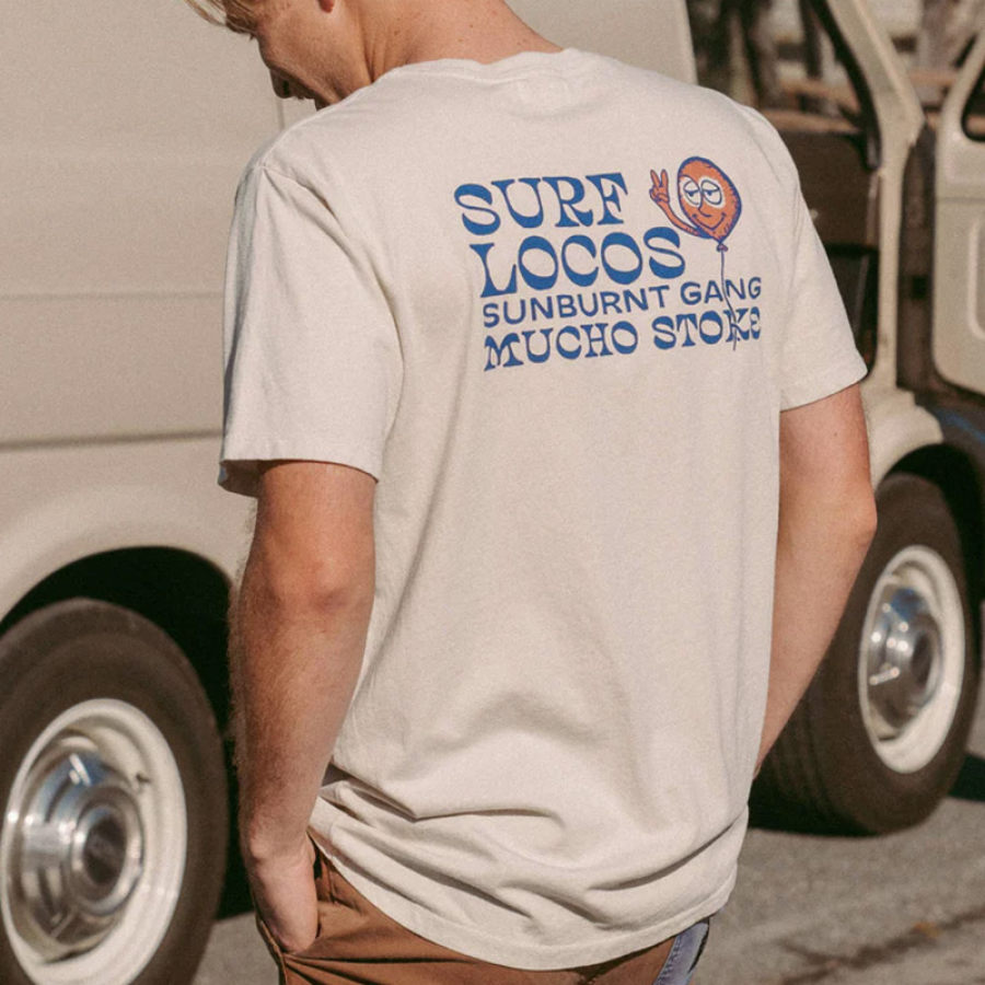 

Men's T-Shirt Casual Print Short Sleeve Round Neck SUNBURNT GANG TEE White