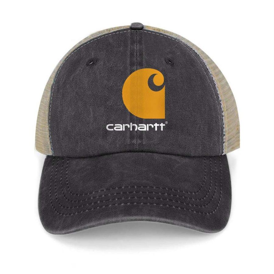 

Vintage Carhartt Print Washed Cotton Panel Mesh Sun Hat