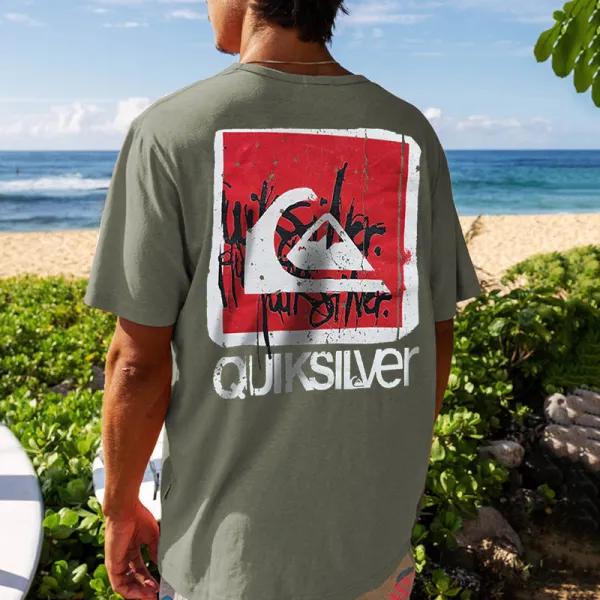 T-shirt Imprimé Hawaïen Décontracté Pour Hommes - Faciway.com 