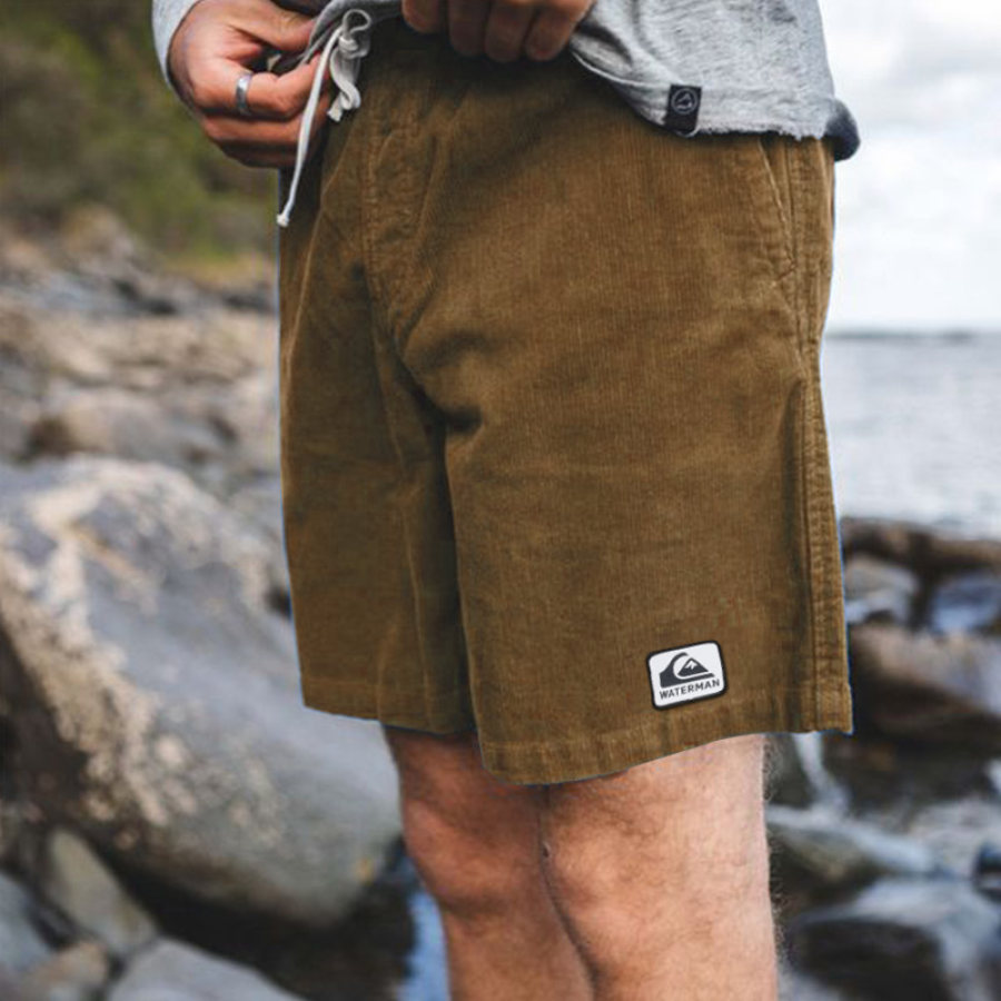 

Men's Shorts Retro Corduroy Shorts Beach Surf Shorts Daily Casual Shorts Versatile Khaki