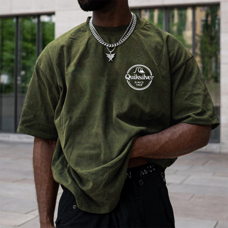 

Men's Vintage Print Oversized T-Shirt Surf T-shirt