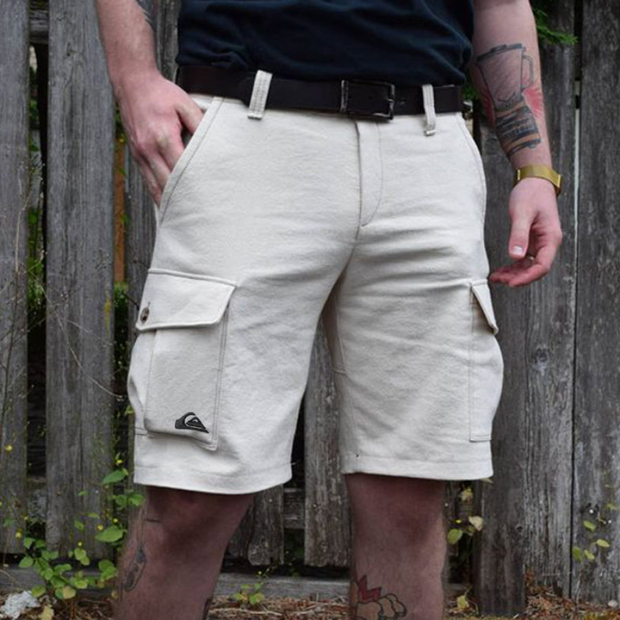 

Men's Shorts Vintage Pocket Cargo Shorts Everyday Casual Shorts White