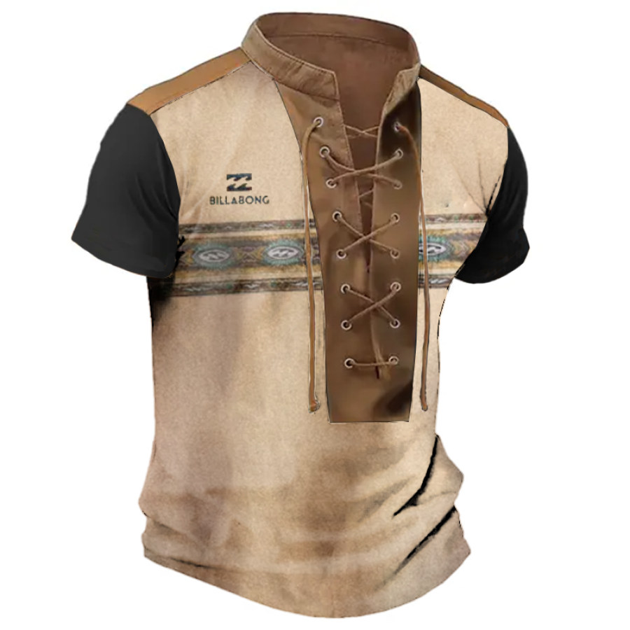 

Men's Casual Print Vintage Casual Tie Short Sleeve T-Shirt