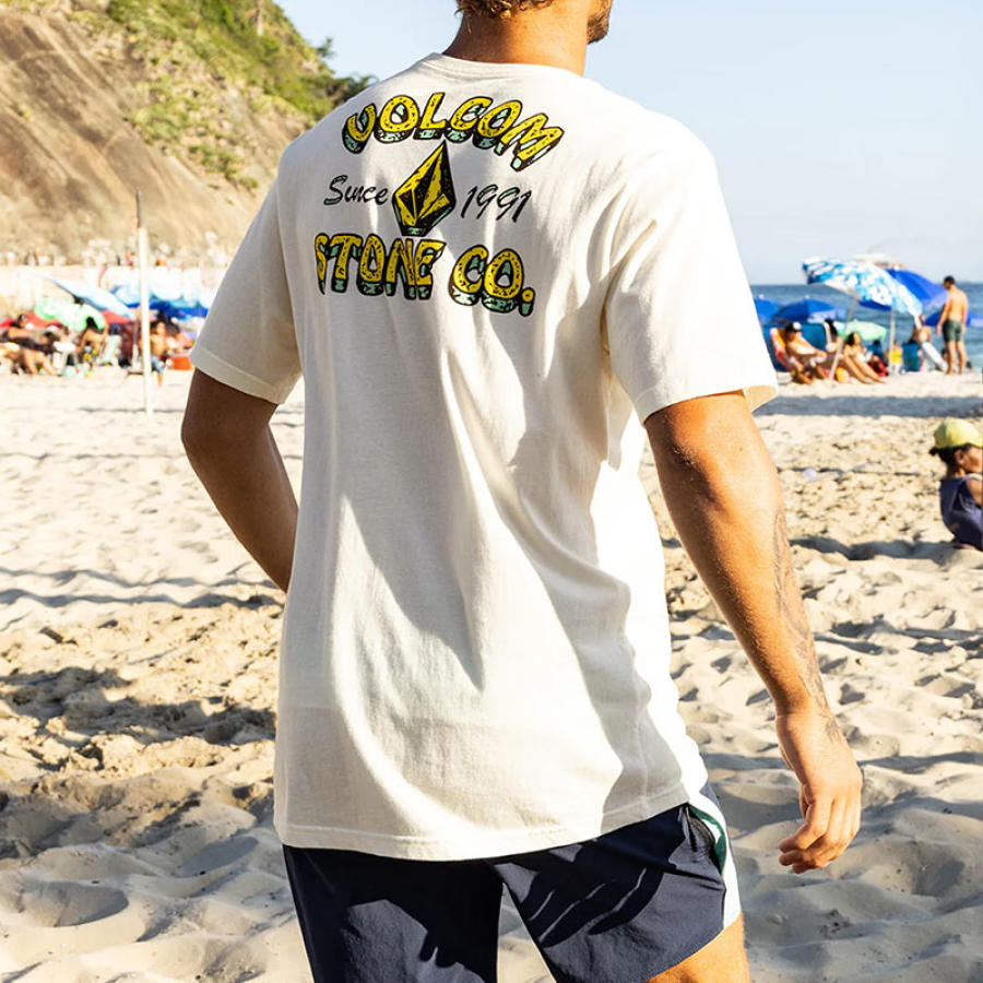 

Men's Cotton T-Shirt Retro Hawaii Beach Surf Short Sleeve Daily Casual Tee