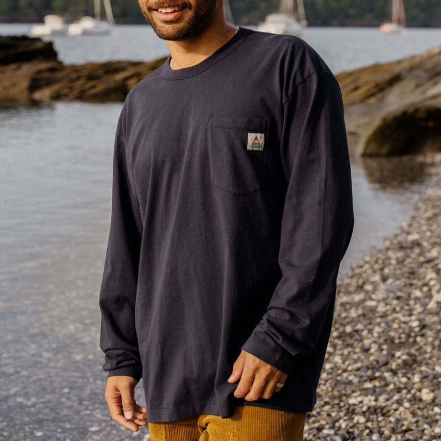 

Men's Casual Pocket Cotton Long Sleeve T-Shirt