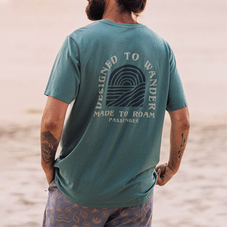 

Men Sundown Recycled Cotton Surfing T-Shirt Hking Shorts Sleeve Casua Loose Vacation T-Shirt
