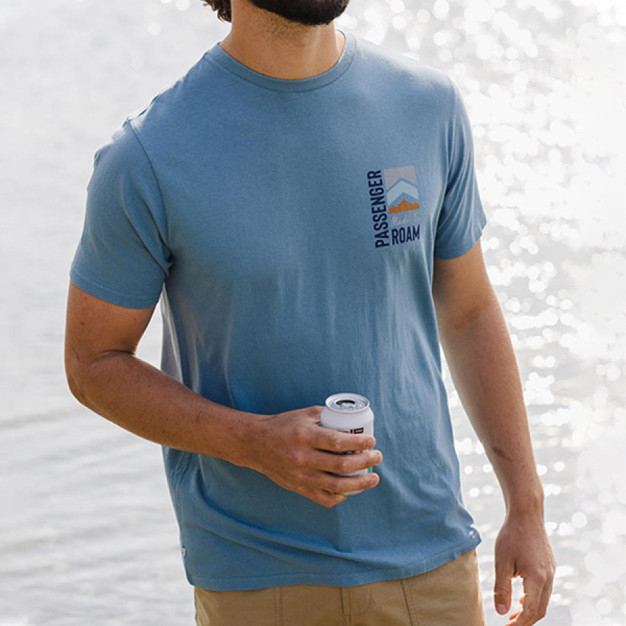 

Men Jibe Recycled Cotton Surfing T-Shirt Hking Shorts Sleeve Casua Loose Vacation Tee